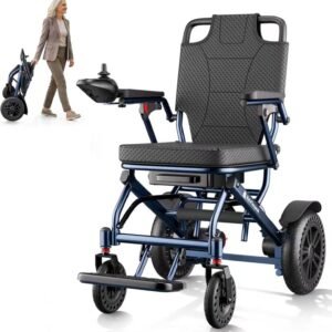 D14 Folding Electric Wheelchair for Adults with Removable Lithium Battery,20km Range,500W Motor,Lightweight & Compact Ultra-Portable Aluminium Powerchair,Travel-Friendly & Airline Approved