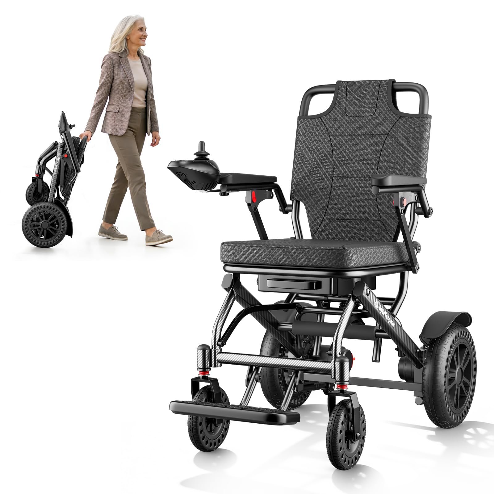 D14 Folding Electric Wheelchair for Adults with Removable Lithium Battery,20km Range,500W Motor,Lightweight & Compact Ultra-Portable Aluminium Powerchair,Travel-Friendly & Airline Approved - Image 10