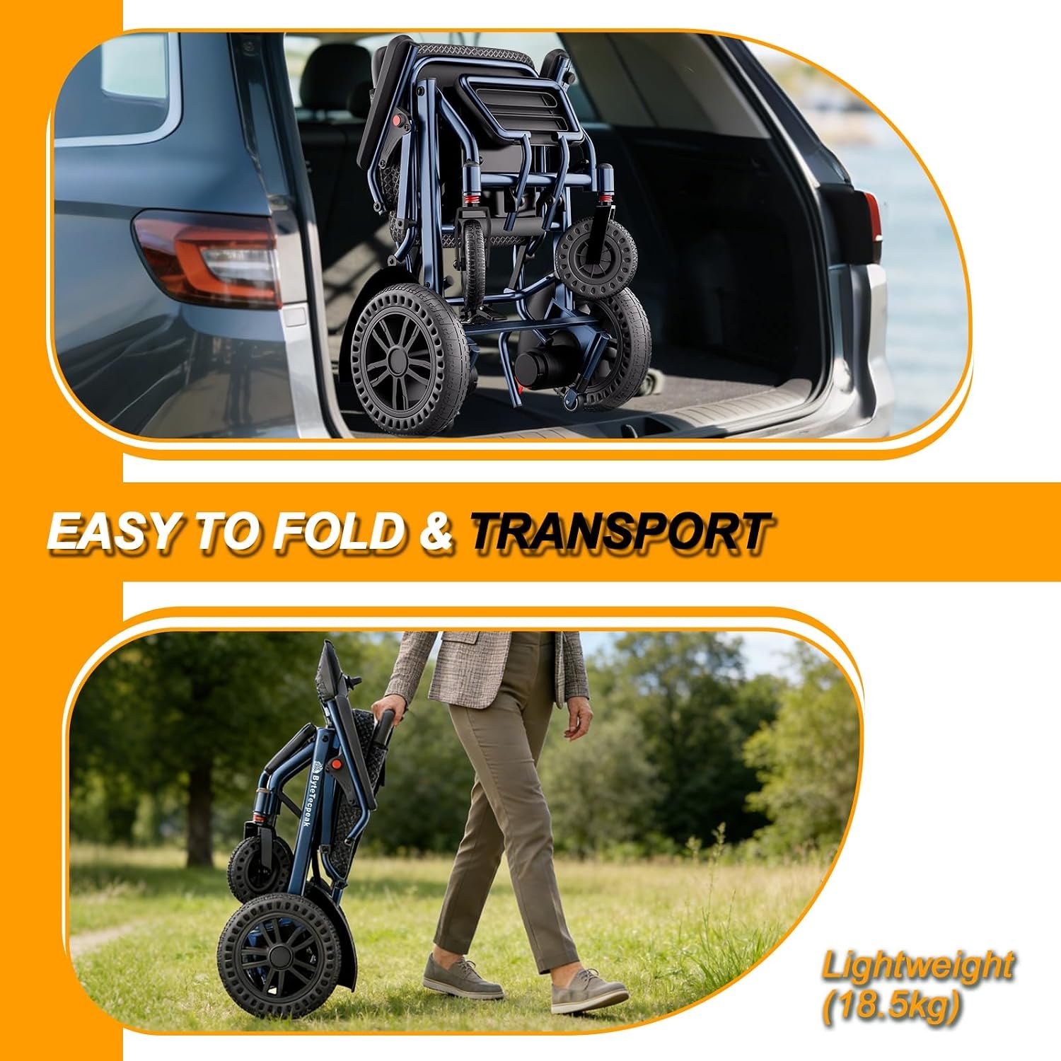 D14 Folding Electric Wheelchair for Adults with Removable Lithium Battery,20km Range,500W Motor,Lightweight & Compact Ultra-Portable Aluminium Powerchair,Travel-Friendly & Airline Approved - Image 5