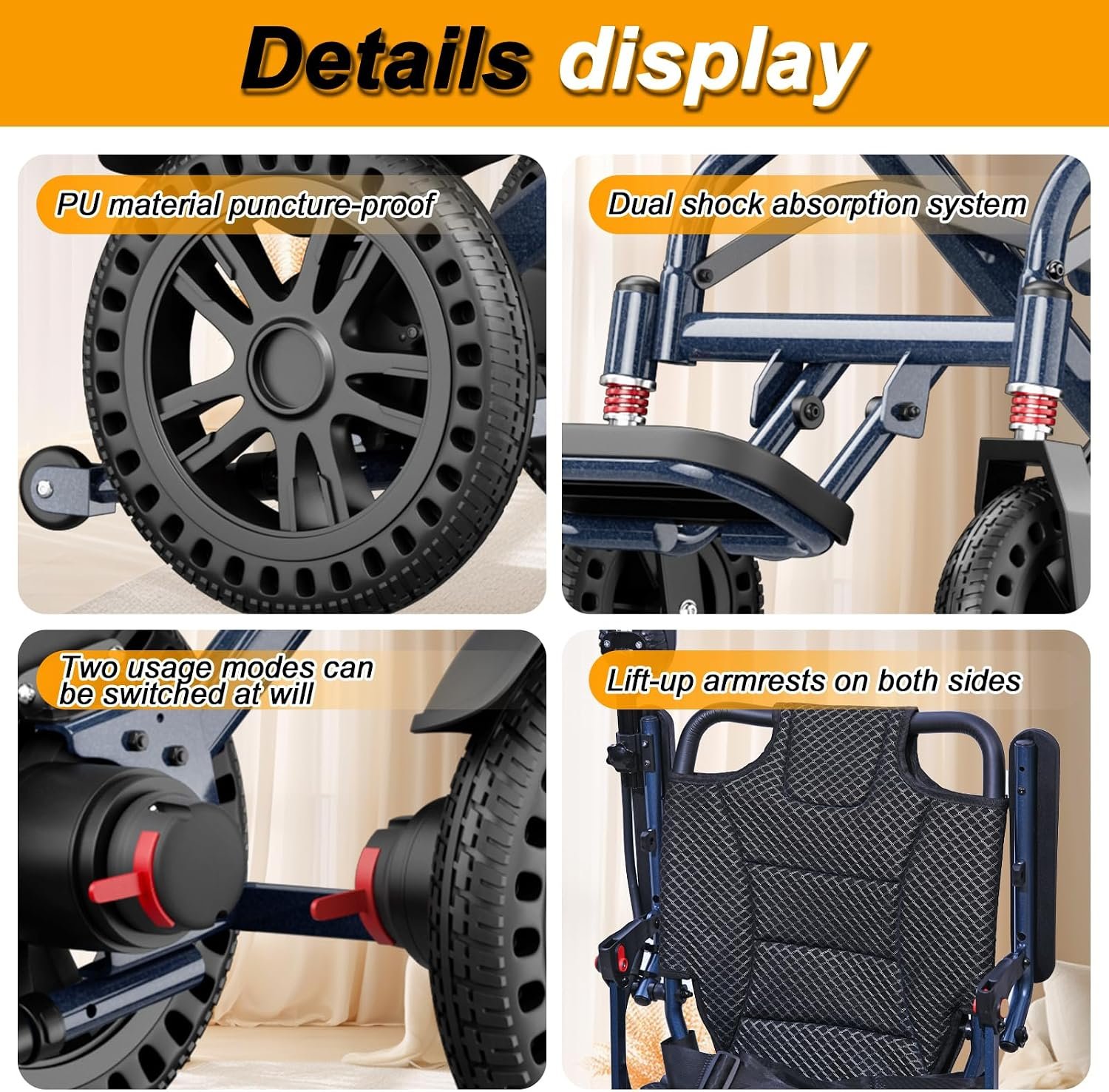 D14 Folding Electric Wheelchair for Adults with Removable Lithium Battery,20km Range,500W Motor,Lightweight & Compact Ultra-Portable Aluminium Powerchair,Travel-Friendly & Airline Approved - Image 7